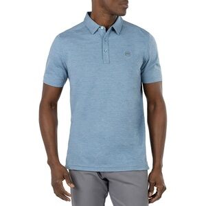 TravisMathew Men's Heating Up Golf Polo Heathered Copen Blue Size Large